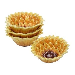 Sunflower ceramic bowls set of 4